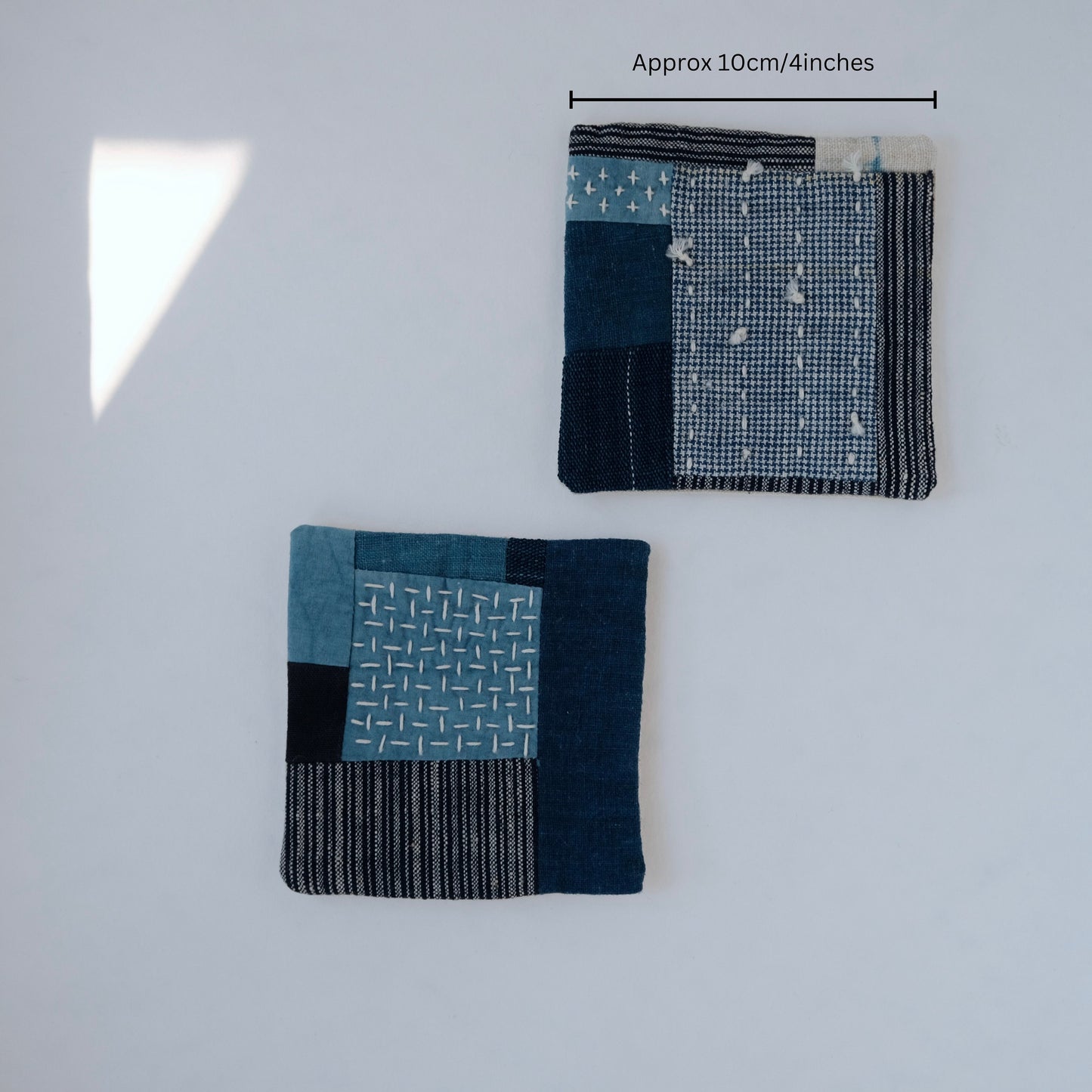 Boro Style Sashiko Coasters – Handcrafted with Vintage Indigo Fabrics