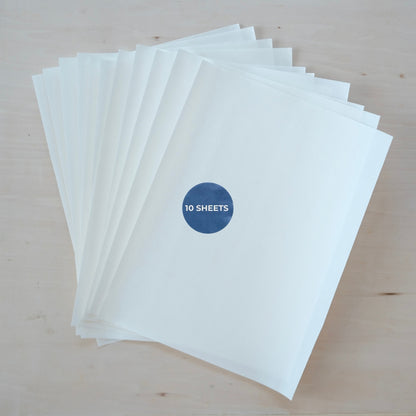 Pack of 10 blank Sulky Stick 'n Stitch water-soluble stabilizer sheets.